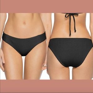 NEW $58 Becca Loreto Ribbed‎ Black Bikini Bottoms [ SZ Large ] #3383
